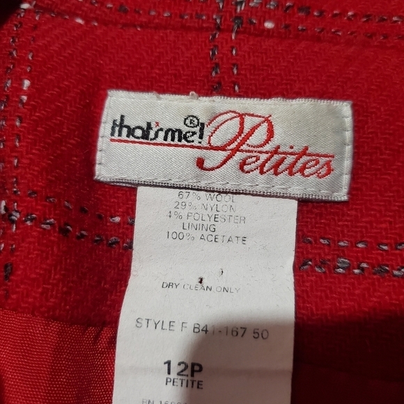 Vintage 1980s 80s Dark Burgandy Red Plaid Wool Blazer Shoulder Pads Christmas - Picture 3 of 6